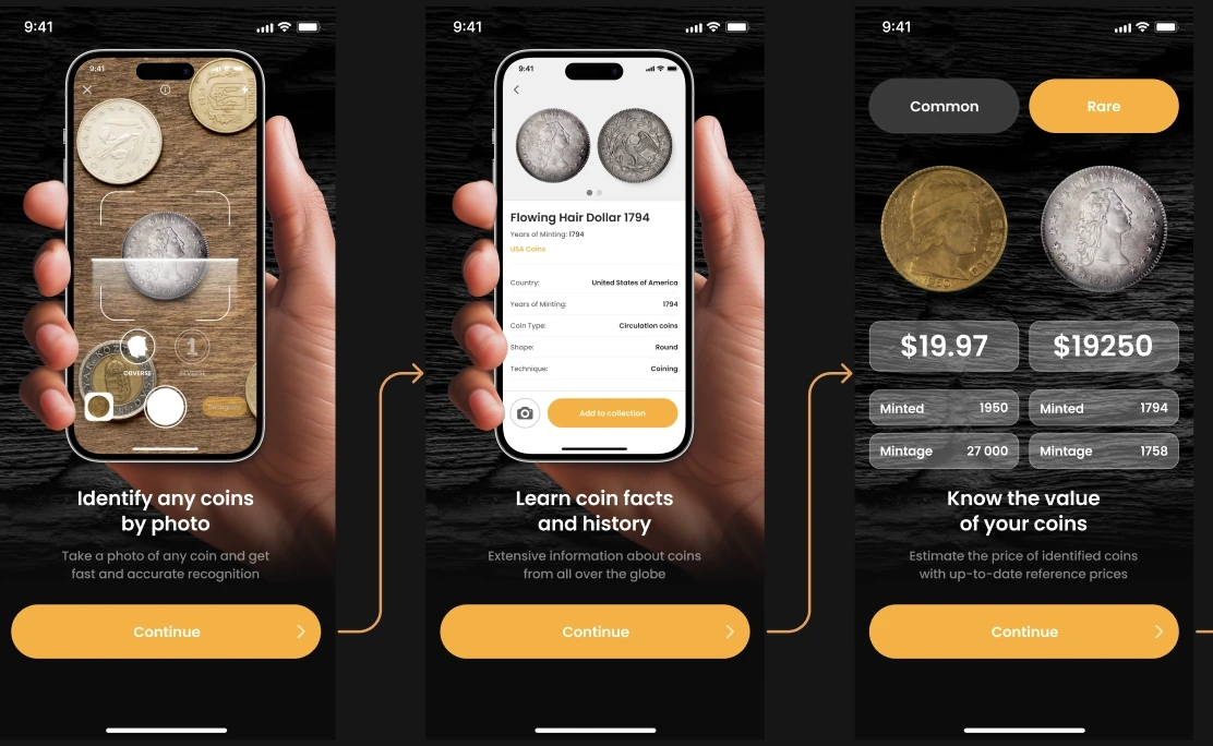 The process of identification and valuation through the Coin ID Scanner app.